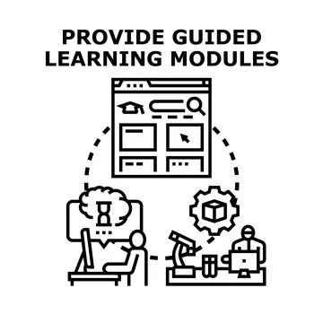 Providing guided learning modules for online education Stock Illustration