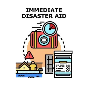 Providing immediate disaster aid emergency humanitarian assistance Stock Illustration