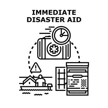 Providing immediate disaster aid emergency humanitarian assistance Stock Illustration