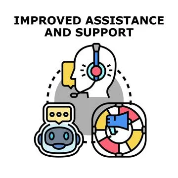 Providing improved assistance and support services concept Stock Illustration