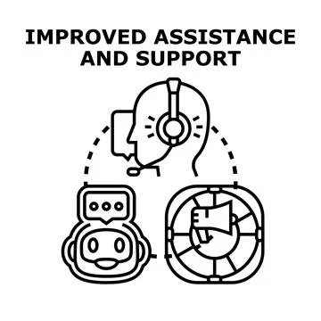 Providing improved assistance and support services concept Stock Illustration