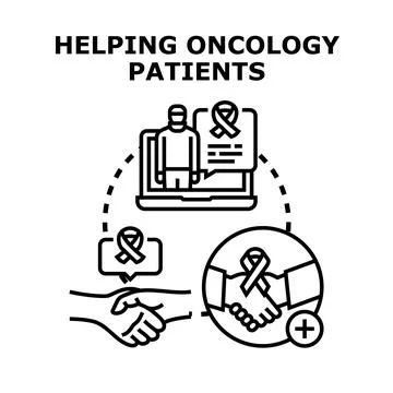 Providing oncology patients support, help, and care Stock Illustration
