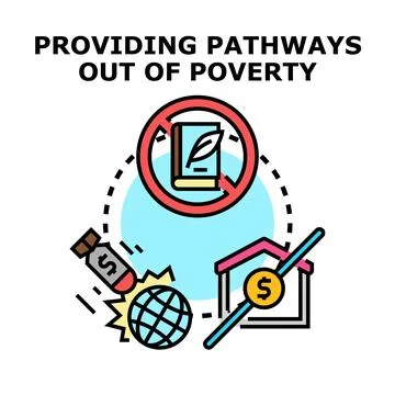 Providing pathways out of poverty eliminating obstacles to progress Stock Illustration