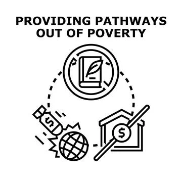 Providing pathways out of poverty eliminating obstacles to progress Stock Illustration