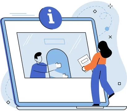 Providing personal information, claim documents, person submits reply to Stock Illustration