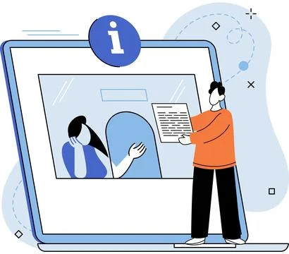 Providing personal information, claim documents, person submits reply to Stock Illustration
