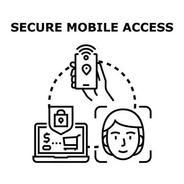 Providing secure digital access with a smartphone verifying identity through  Stock Illustration