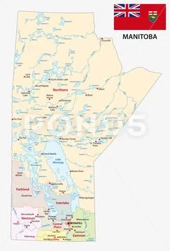 Province manitoba administrative and political map with flag: Royalty ...