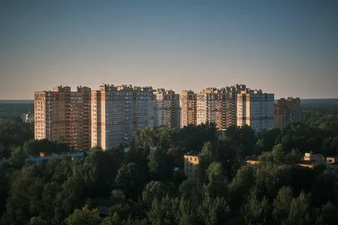 Province residential complex surrounded by forest, sunny, clear, summer Stock Photos