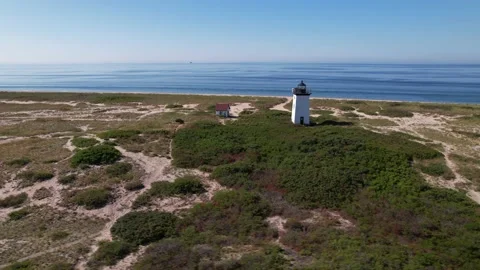 Provincetown Circular Flyover of Lighthouse Stock Footage 219962703