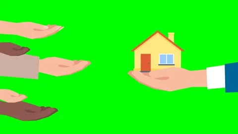 Provision of housing for poor people. State housing. Man holds in hand of house Stock Footage 276401904