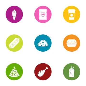 Provision icons set, flat style Illustrazione stock