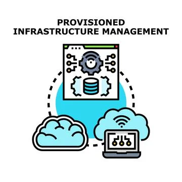 Provisioned infrastructure management concept for cloud computing Stock Illustration