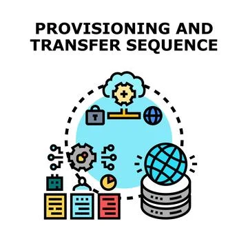 Provisioning and transferring cloud data sequence concept イラスト素材