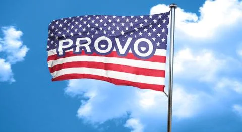Provo, 3D rendering, city flag with stars and stripes Stock Illustration