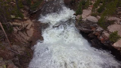 Provo Falls Spring Water Flow in Uinta Mountains Utah Forward Push Stock Footage 335091221