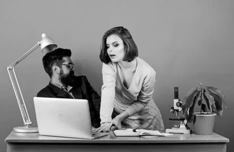 Provocation concept. Private lesson. Flirting with teacher. Student sensual sexy Stock Photos
