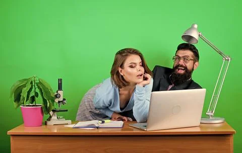Provocation concept. Private lesson. Flirting with teacher. Student sensual sexy Stock Photos