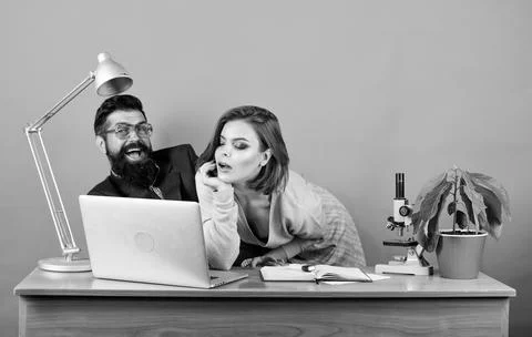 Provocation concept. Private lesson. Flirting with teacher. Student sensual sexy Stock Photos