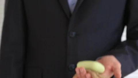 The provocation of suicide, men's hands show a rope and soap Video stock 75767086