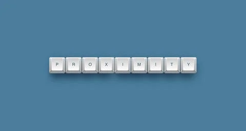 Proximity text on a 3d keyboard button with shadow concept series Stock-Illustration