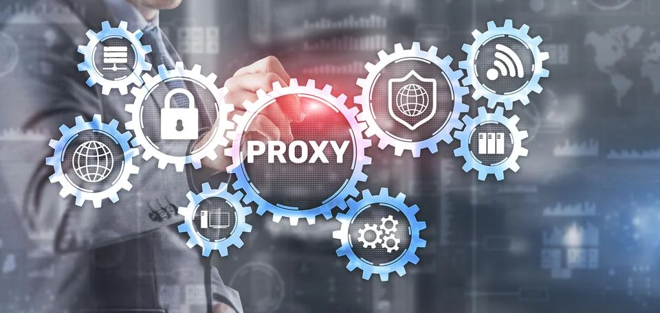 Proxy. Network administrator access the proxy server. Technology concept Stock Photos