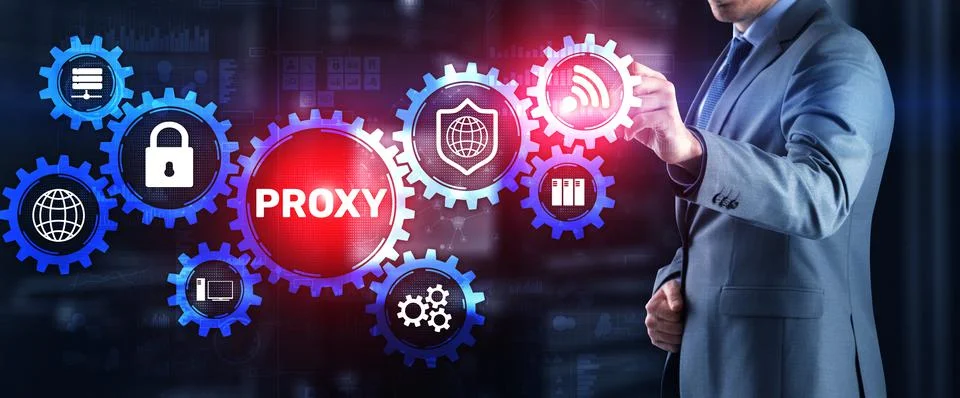 Proxy. Network administrator access the proxy server. Technology concept Stock Photos