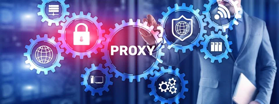 Proxy. Network administrator access the proxy server. Technology concept Stock Photos