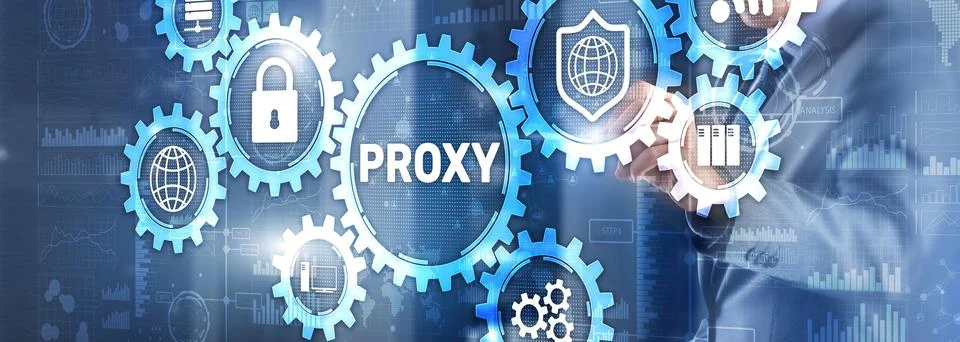 Proxy. Network administrator access the proxy server. Technology concept Stock Photos