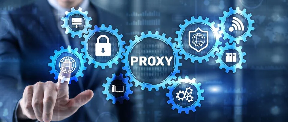 Proxy. Network administrator access the proxy server. Technology concept Stock Photos