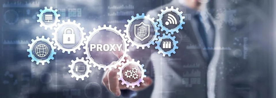 Proxy. Network administrator access the proxy server. Technology concept Stock Photos