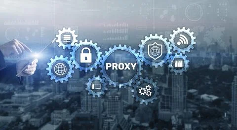 Proxy. Network administrator access the proxy server. Technology concept Stock Photos