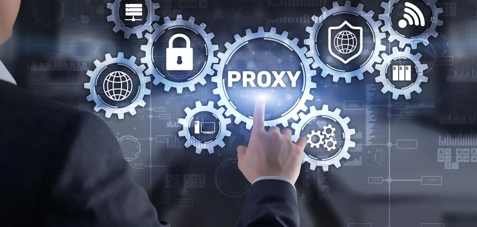 Proxy. Network administrator access the proxy server. Technology concept Stock Photos