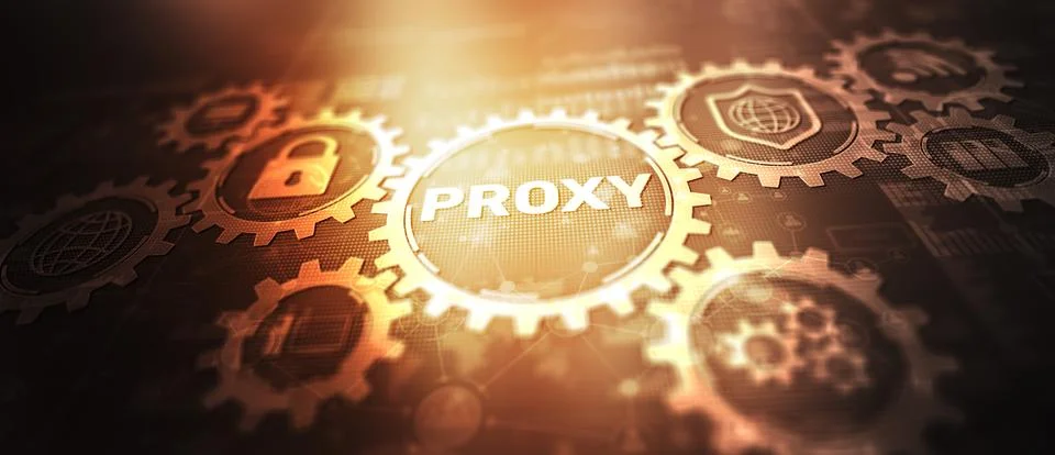 Proxy server. Internet Cyber security network concept on virtual screen Stock Illustration