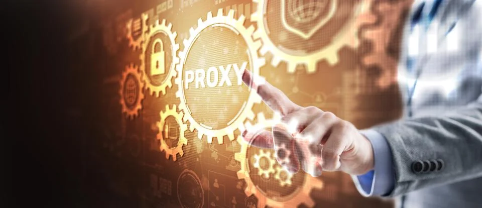 Proxy server. Internet Cyber security network concept on virtual screen Stock Photos