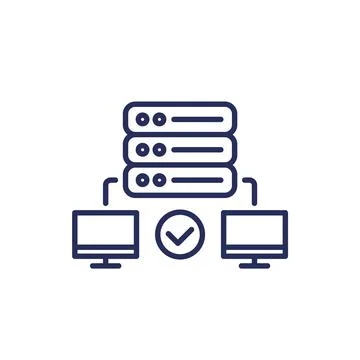 Proxy server line icon on white Illustrazione stock
