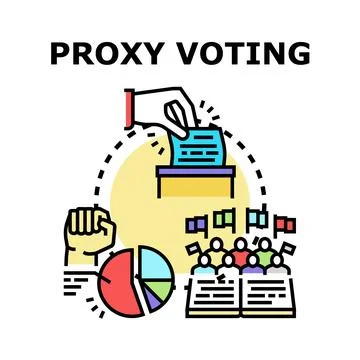 Proxy voting concept with people casting ballots representing corporate gov.. Stock Illustration