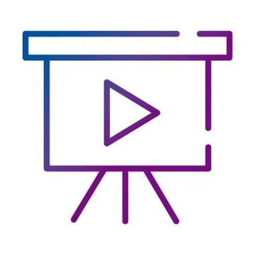 Proyector display with play button video content gradient style icon Stock Illustration