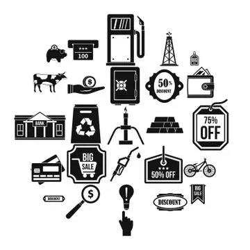 Prudence icons set, simple style Illustrazione stock