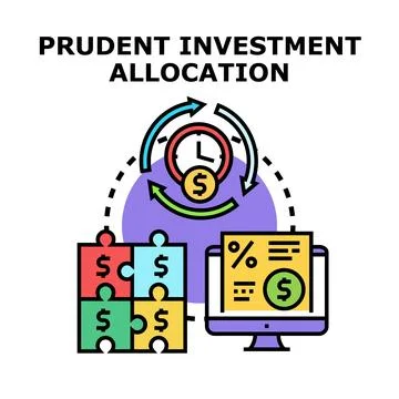 Prudent investment allocation strategy using financial assets Stock Illustration