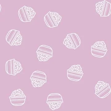 Prune bowl line seamless pattern Stock Illustration