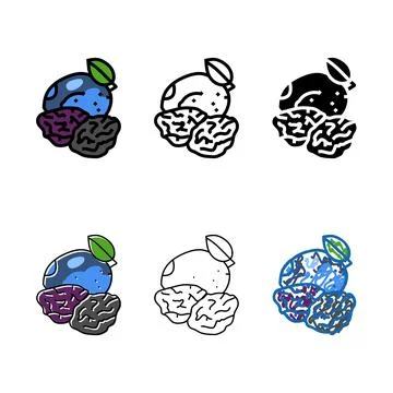 Prune plum color icon types vector Stock Illustration