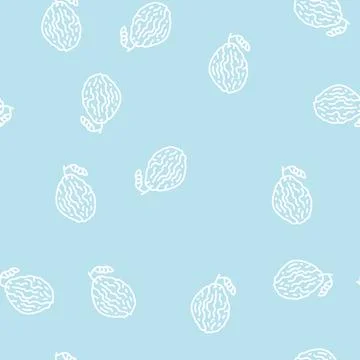 Prune plum dry line seamless pattern Stock Illustration
