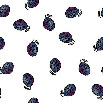 Prune plum dry vector seamless pattern Stock Illustration