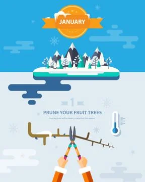 PRUNE YOUR FRUIT TREES Stockillustratie