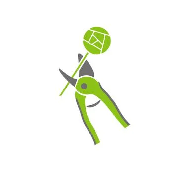 Pruner and rose garden tools company logo Stock Illustration