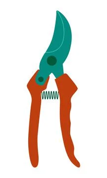 Pruner. A garden tool for pruning plants. Flat style. Vector. Stock Illustration