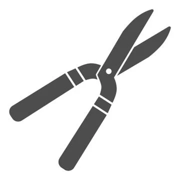 Pruner solid icon, Garden and gardening concept, Pruning scissors sign on white Illustrazione stock
