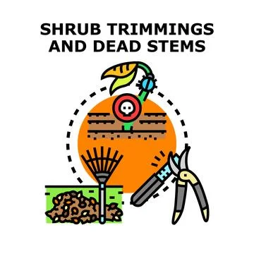 Pruning dead stems and collecting garden trimmings Stock Illustration