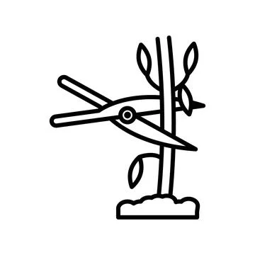 Pruning linear logo mark in black and white Stock Illustration